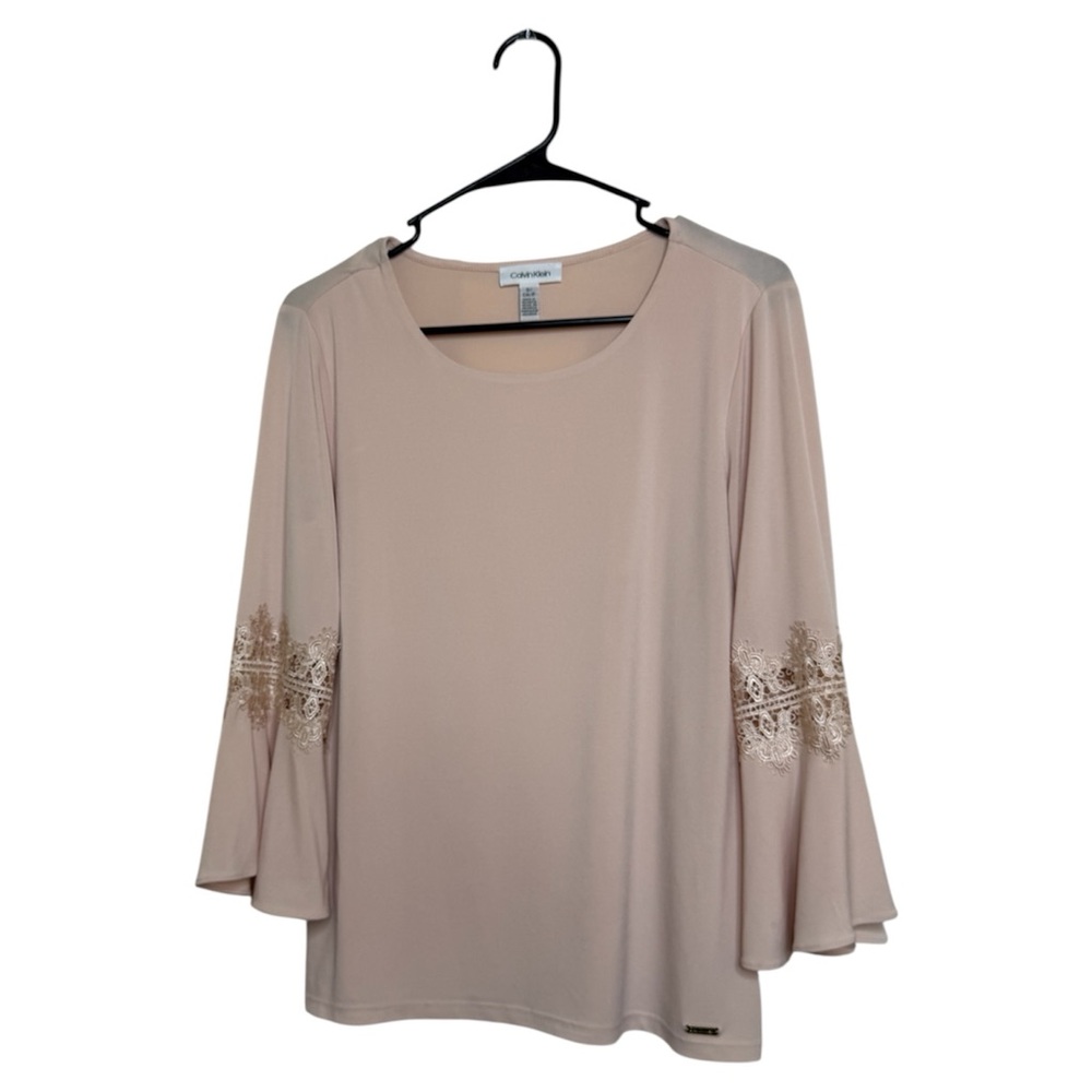 Calvin Klein Women's blush pink  Bell Sleeve Top
